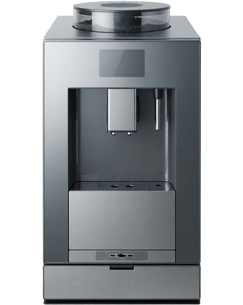 Stainless steel bean-to-cup coffee machine with a bean hopper and milk wand, serviced by Bodewell Appliance Repair