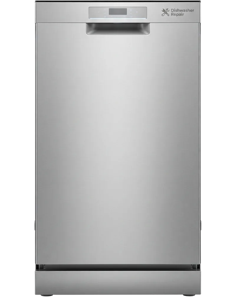 Stainless steel dishwasher with a top-mounted control panel, serviced by Bodewell Appliance Repair